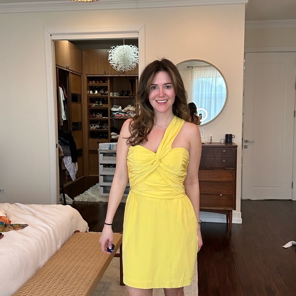 Mara Hoffman Yellow Canary One Shoulder Dress - 100% Silk - Women's Size 8 NWT